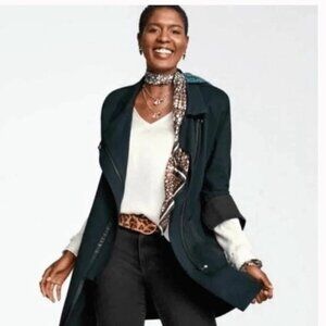 Cabi Renaissance Coat forest green black size large jacket ponte knit